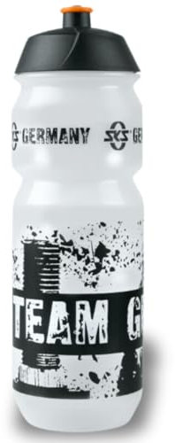 SKS Germany Team Germany Bottle Large Gourde de 750 ML au Design Sportif (Accessoire pour Tous Les Porte-bidons Courants, Valve Push-Pull Anti-Fuite, Forme Ergonomique, Bouchon Amovible)