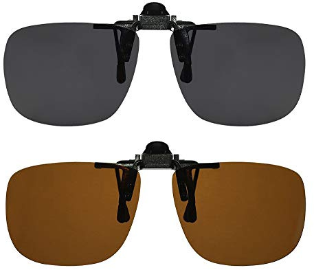 Clip On Sunglasses Flip Up Polarized Sunglasses Clip onto Eyeglasses Over Prescription Glasses Case Included