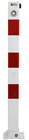 UVV UVAP7050 Absperrpfosten, Parkplatzsperre Stahl feuerverzinkt 70x70mm, eckig, Höhe 900mm, klappbar, umlegbar mit Dreikantschloss, zum Festdübeln