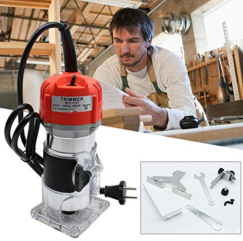 Fresadora de bordes Geentah fresadora fresadora para madera, multifresadora de 6,35 mm (1/4) de aluminio, cortadora manual eléctrica de 580 W 30000R/M