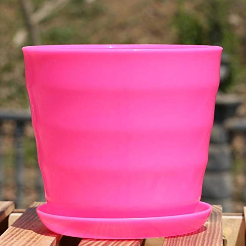 CTOBB 1 PC XS-XL Imitation Keramik Plastik-Blumen-Pflanzen Töpfe verdicken Succulents Kindergartenpflanzer Home Office Dekorative Handwerk, Fuchsia, L