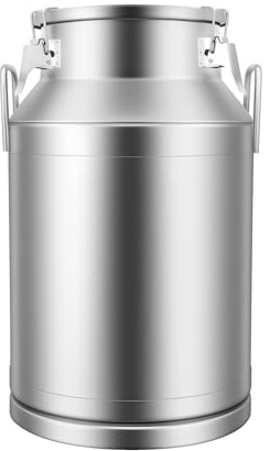 40L/10.56 Gallon Stainless Steel Milk Can - Heavy Duty Milk Jug Bucket with Ergonomic Handle and Tight Lid, SS Liquid Solid Container, Non-Slip Base, Seamless Design, Simply Rinse for Clean