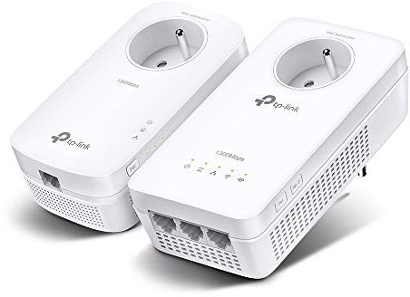 TP-Link CPL AC 1200Mbps + CPL 1300Mbps con Puertos Gigabit Ethernet y Conector Integrado, Caja WiFi Kit de 2 - Amplíe su conexión WiFi en Cada habitación de la casa TL-WPA8635P V3