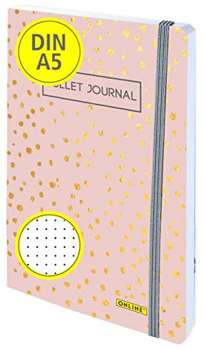 Online Bullet Journal Spotlights Rose, 120 g/m² FSC Papier, DIN A5, 144 Innenseiten dotted/gepunket, Notizbuch mit Soft Cover und Gummiband, Tagebuch für Notizen, Skizzen, Lettering