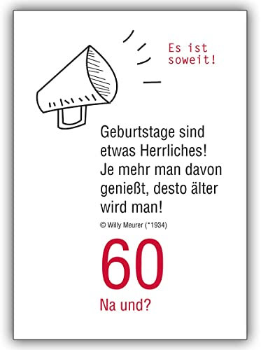 10 Stück 60 Na und? Lustige Geburtstagskarte zum 60. Geburtstag: Es ist soweit!. • edle Gratulationskarten zum Geburtstag mit Umschlägen für Freunde & Familie