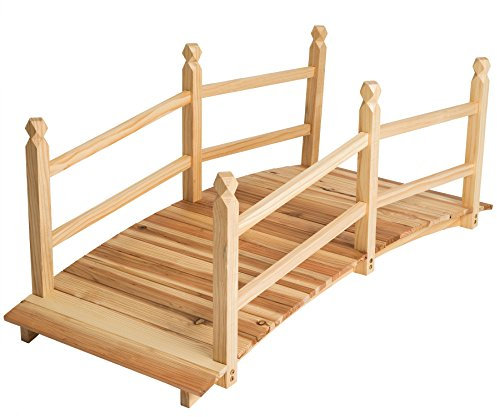 TecTake 404379 Pont en Bois pour Jardin, 137 x 58 x 58 cm, Meuble extérieur de terrasse pour bassins, Pont décoratif pour ruisseau