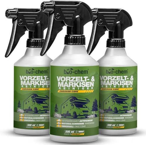 bio-chem Markisenreiniger Vorzeltreiniger 3x 500ml | Spezialreiniger für Markise, Vorzelt, Segel, Persenning, Pavillon und Sonnenschirm