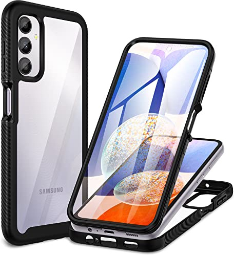 CENHUFO Hülle für Samsung Galaxy A14 5G/4G, 360 Grad Schutzhülle Stoßfest Panzerhülle mit Eingebautem Displayschutz, Robust Bumper Full Cover Case Handyhülle für Samsung Galaxy A14 5G/4G -Schwarz