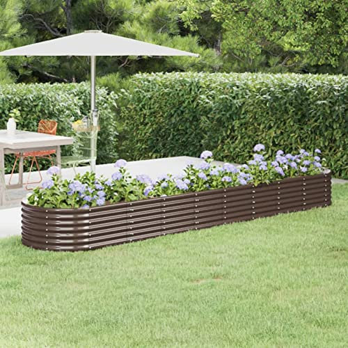 Chusui Pflanzkübel, Blumentopf Gross, Blumenkasten Balkon, übertopf, Pflanzkasten, Flowerpot, Kräuterbeet Für Die Küche, Vertikalbeet, Pulverbeschichteter Stahl 368x80x36 cm Braun