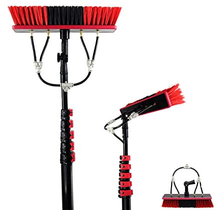Pxkmouy Pulizia Pannelli fotovoltaici 3.6m~10.8m Wash Spazzolone Kit Spazzola Vetri, per Pulizia di Pannelli Fotovoltaici e Solari, Kit di Pulizia Telescopico Set di Lavaggio Attrezzatura per la