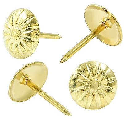 Auvotuis 100 Stück goldene Messing-Polsternägel, dekorative Nägel, antike Möbelnägel, Polsterung, Gänseblümchen-Nieten für Sofa, Tür und Handwerk (11 x 16 mm)