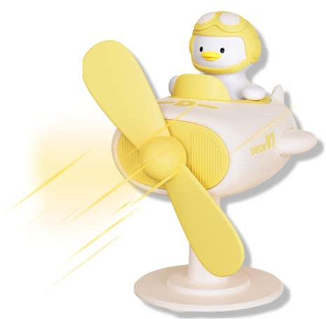 KLUFO Ventilador portátil con oscilación automática Cute Duck, ventilador de sobremesa pequeño, ventilador de pantalla, kit de garaje, mini ventilador de mano, ventilador con carga USB (Amarillo)