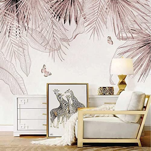 3D Feuille De Bananier Plante Tropicale Papier Peint Impression Murale Sticker Déco Murale Murales Intérieures Murale Amovible | Grand Papier Peint Auto-Adhésif, Pou 250 (largeur) x 175 (hauteur) cm