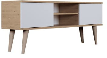 Kocot - Tv Schrank Weiss - Regal für Fernseher - Fernsehunterschrank - Tv Lowboard Skandinavisch - Fernsehschrank - Fernsehtisch - Tv Möbel - Tv Kommode - Tv Schrank 120 cm