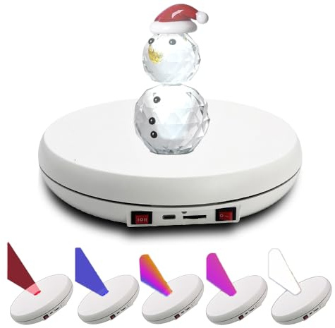 JAYEGT Espositore rotante motorizzato con luce LED a 5 colori, carico 25,4 cm/24,9 kg, espositore elettronico girevole a 360 gradi, per prodotti fotografici, spettacoli, gioielli, orologi, modelli 3D,