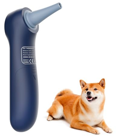 Thermomètre infrarouge pour animaux de compagnie pour chiens et chats, mesure la température de l'oreille du chien en 1 seconde (Blue)
