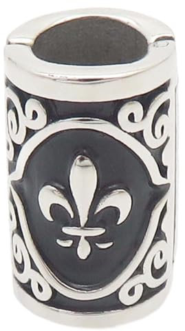 VALHALLA Haarperlen öffner Bartperle 316L Stahl Silver edelstahl Perlen Dreadlocks Haarschmuck GROSS Fleur-de-lis