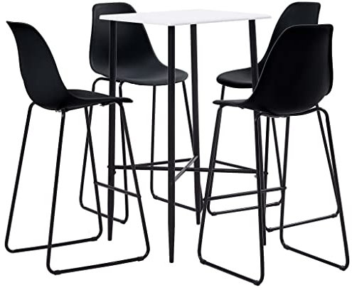 GuyAna 5-TLG. Bar-Set Kunststoff Schwarz Bartisch Mit Barhocker Set KüChentresen
