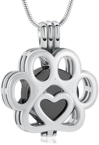 Pet Einäscherung Schmuck für Asche für Hund/Katze Pfote Edelstahl Memorial Locket Urne Halskette innerhalb Mini Fall Keepsake Einäscherung Schmuck Frauen Männer
