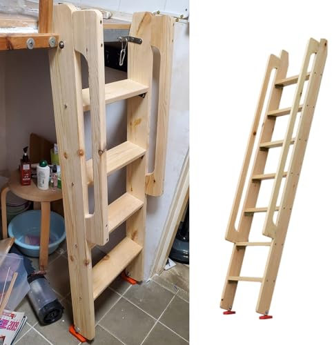 Wooden Bunk Bed Ladders, Sturdy Heavy Duty Home Attic Ladder 4-step 5-step 6-step 7-step, Indoor Basement Emergency Egress Ladder with Handrail (Size : 7 Step 200 cm (78 3/4))