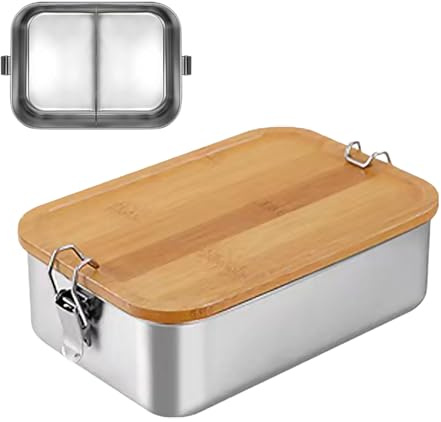 Jauhmui Bento Lunchbox für Erwachsene Kinder Edelstahl Brotdose (1200ML,2)