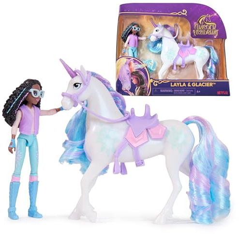 Academia Unicornio - Muñeca Layla, Figura Glacier 'Glaciar' y Accesorios - Unicornio para Niñas - Juguetes Niña 4 años +
