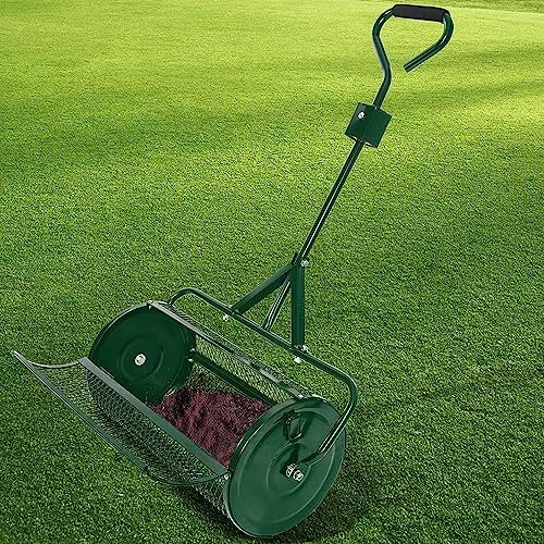 OSBELE Spandiconcime per Prato e Giardino, Spanditore a Spinta/Traino con Rullo in Rete Metallica per carichi Pesanti da 24 Pollici, Compost, Torba, Terreno Superiore, Pacciamatura per Giardini e c