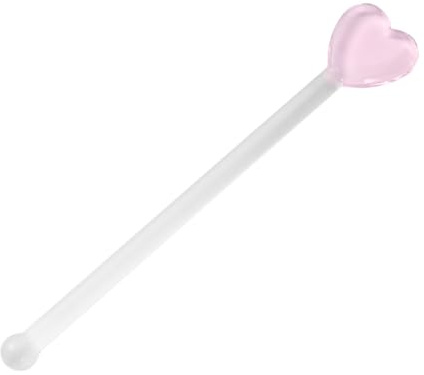 Heart Glass Stirring Rods 5pcs for Mixing Drinks in Bar | Lightweight Drink Stirrers, Coffee Use, Decorative Shape for Cocktails and Wine