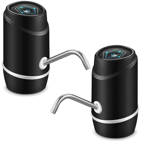 Bomba de botella de agua, 2 dispensadores automáticos de agua potable de carga USB, interruptor de botella de agua eléctrico portátil con batería y manguera para uso en interiores y exteriores