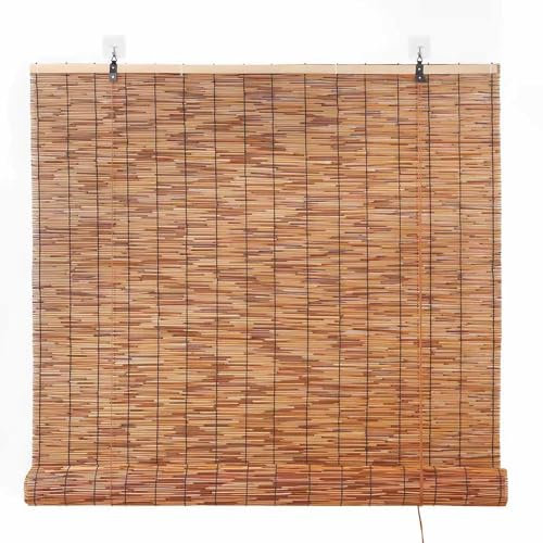 Bambusrollo Wetterfest Aussen 100x150cm 110x160cm 120x180cm 130x200cm Natürlich Rollos Bambus Raffrollo Schilf Vorhang Atmungsaktiv/Sonnenschutz/Sichtschutz Bambus Rollofür Garten/Terrasse/Balkon