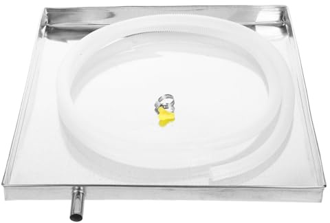 jojofuny Bandeja Recoge Agua Aire Acondicionado Acero Inoxidable 15.7 Pulgadas Con Manguera Abrazadera Antigoteo Para Exterior InstalacióN FáCil