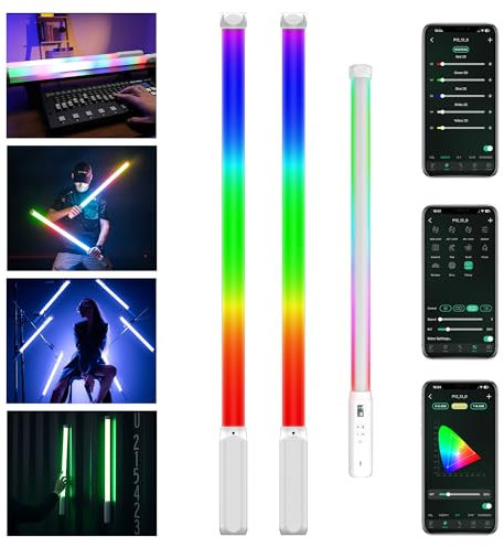 VILTROX P12 2 Pack RGB Tube Light, Full Color RGBWY Handheld LED Stick Light Wand with DMX App Control, 11 Pixel Effects 26 Scenes, Built-in Magnet, 2500-8500K, 2500mAh Battery, PD Fast Charging