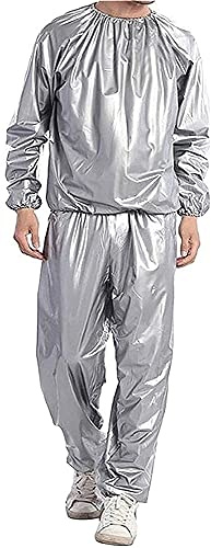 Traje de pérdida de Peso Traje de Sauna Chándal Traje Deportivo Trajes de Sauna para Mujer Traje de Sudor Adelgazamiento Anti Rip Fitness Track Jacket (Gris 3XL)