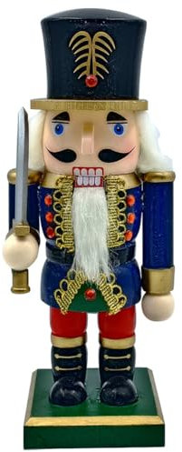 Aublinto Casse-noisette en bois Soldats - Figurine originale - Art populaire des monts Métallifères - Petit casse-noisette décoratif au design classique - Décoration de Noël