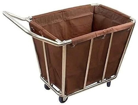 OUYUE Carrito Compra Estantería De Cocina con Carritos Móviles, Cesta De Lavandería Marrón, Carrito Clasificador De Ropa para Hotel con Ruedas Giratorias Y Asa Carro De La Compra