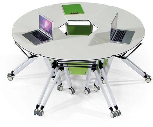 CURBX 6er-Pack Klappbarer Besprechungstisch, Faltbare Besprechungstische Mit Rollen, Mobiler Schulungstisch Mit Rollen, Faltbarer Konferenztisch, for Büro, Besprechungsraum(160x50x80cm)