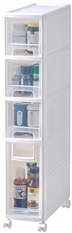 Slim Rolling Storage Cart Compact 6.3in Drawers for Small Spaces Convenient Kitchen & Bathroom Organizer Narrow Plastic Cabinet for Fridge Side Storage