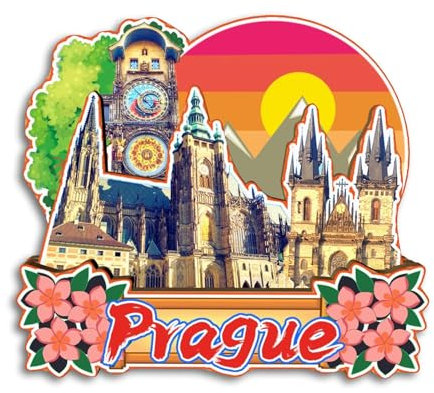 Quwsne Kühlschrankmagnet Prag Tschechischer Kühlschrankmagnet Stadt Reise Souvenirs Touristengeschenke 3D klassische Sehenswürdigkeiten handgefertigt Handwerk Heimdekoration -3902