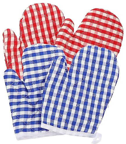 LIFKOME 4pcs Heat Resistant Oven Mitts for Kitchen Baking with Flexible Grip, Polyester Material, Easy to Store, Suitable for Oven Use and Housewarming Gifts