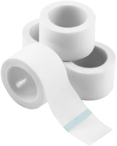 4 Rolls Micropore Surgical Tape 2.5cm x 9.1m Hypoallergenic Micropore Tape for Sensitive Skin Non Woven Plaster Roll for Medical Dressings First Aid Adhesive Bandages Breathable Eyelash Extension