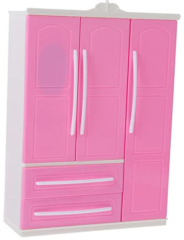 JUMPLAWN 1 Stück Mini-Puppenkleiderschrank mini Schrank Kinderspielzeug Möbel Schrank kleine Hausbedarf Puppengarderobe Mini-Möbelzubehör Puppenschrank Garderobenschmuck Abs Rosa