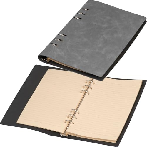 Ringbuch / DIN A5 / Notizbuch mit 200 linierten Seiten / Farbe: grau