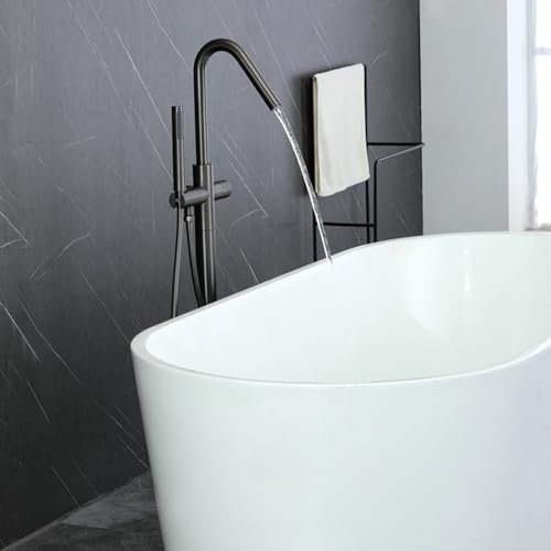 Grifo de Pie para Bañera Exenta Gris Mango Único 2 Modo Grifo Monomando Bañera y Ducha Latón,gris