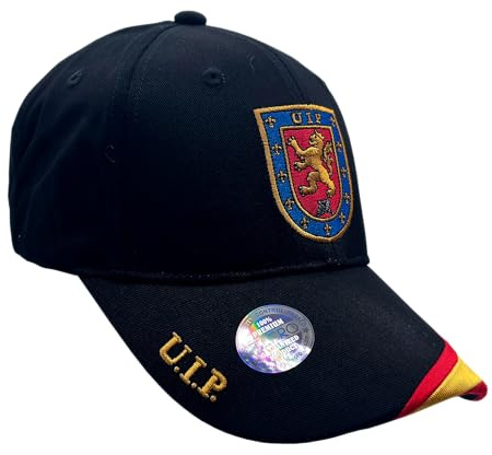 Tacro Gorra Policía Nacional, UIP Uinidad de Intervencion Policial, Negro, con Escudo Bordado y Bandera Española