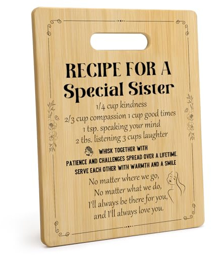 ORIZMA Big Sister Gifts Sister Birthday Gifts Bamboo Cutting Board | Kitchen Sisters Birthday Gifts from Sister