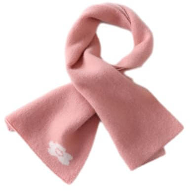 Aecsoc 100% Cashmere Toddler Scarf Warm Knit Kids Neck Warmer Soft Luxury Lightweight Baby Winter Scarves for Boys Girls ZX2329 (Pink, ONE SIZE)