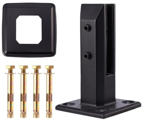 iplusmile Pince à Verre en Acier Inoxydable 304, Pince Fixe en Verre, Noir, avec Couvercle et Vis, sans Perçage, pour Garde-corps D'escalier et Piscines