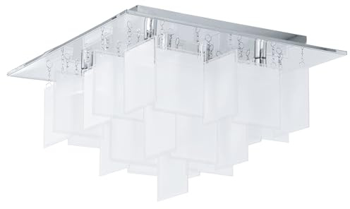 EGLO LED Deckenlampe Condrada 1, 8 flammige Deckenleuchte | Wohnzimmerlampe aus Metall in Chrom und satiniertem Glas in Weiß, Schlafzimmerlampe, Flurlampe Decke mit G9 Fassung