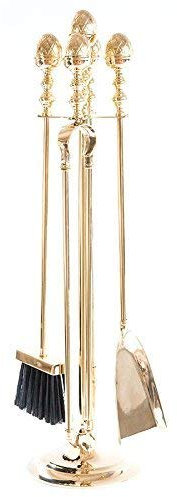Set outils de cheminée en laiton poli 4 pièces Cheminée Outils Pigna 70 cm