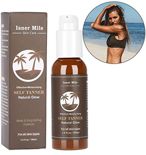 Autoabbronzanti corpo,100 ml lozione abbronzante senza sole naturale per viso corpo braccia e gambe,Abbronzatura media o scura senza striature,Adatto a tutti gli incarnati